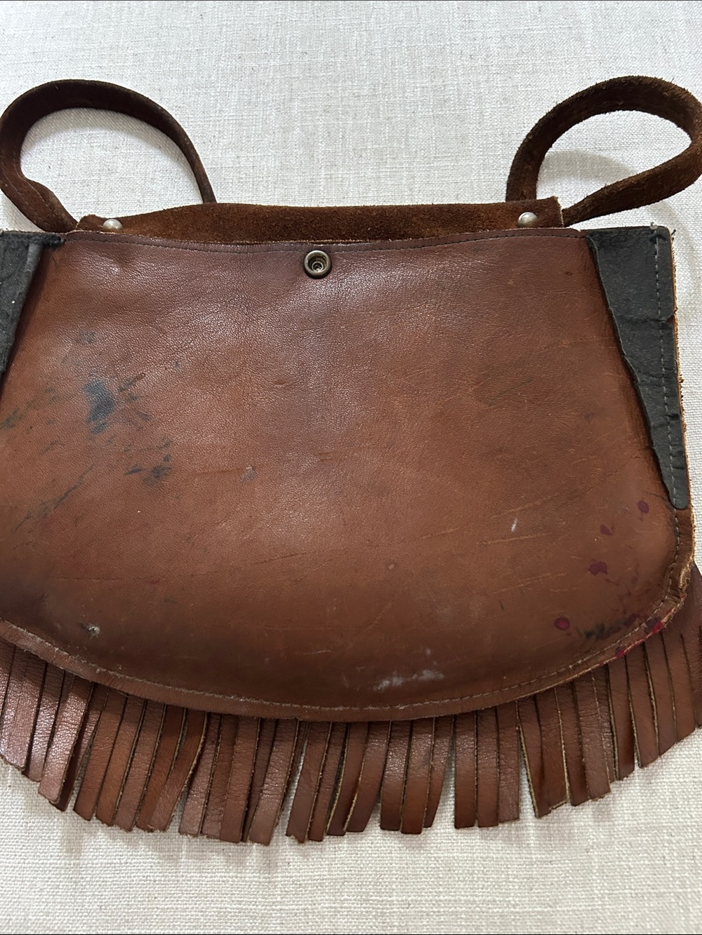 Vintage Handmade Suede Leather Fringe Crossbody Bag Hippie 70's Festival Boho - Picture 4 of 10